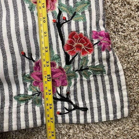 Soft Surroundings Embroidered Floral Boho Beachy Summer Tunic Stripe Top Medium - Picture 5 of 15